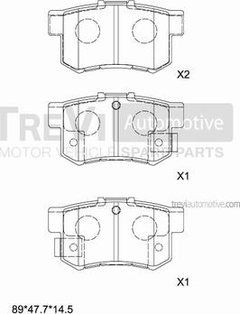 Trevi Automotive PF1610 - Тормозные колодки, дисковые, комплект unicars.by