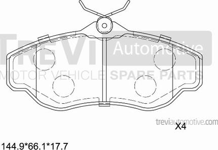 Trevi Automotive PF1612 - Тормозные колодки, дисковые, комплект unicars.by