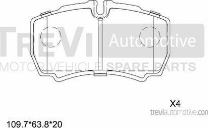 Trevi Automotive PF1624 - Тормозные колодки, дисковые, комплект unicars.by