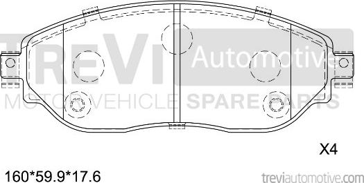 Trevi Automotive PF1673 - Тормозные колодки, дисковые, комплект unicars.by