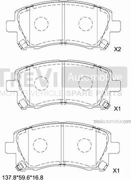 Trevi Automotive PF1068 - Тормозные колодки, дисковые, комплект unicars.by