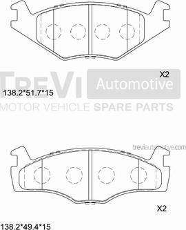 Trevi Automotive PF1018 - Тормозные колодки, дисковые, комплект unicars.by