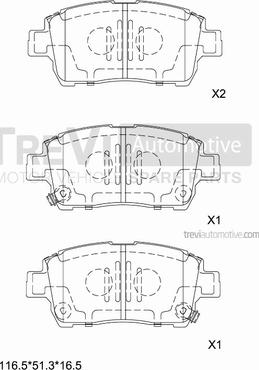 Trevi Automotive PF1081 - Тормозные колодки, дисковые, комплект unicars.by