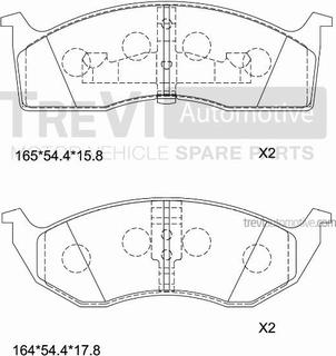 Trevi Automotive PF1029 - Тормозные колодки, дисковые, комплект unicars.by