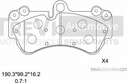 Trevi Automotive PF1195 - Тормозные колодки, дисковые, комплект unicars.by