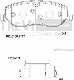 Trevi Automotive PF1191 - Тормозные колодки, дисковые, комплект unicars.by