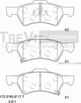 Trevi Automotive PF1141 - Тормозные колодки, дисковые, комплект unicars.by