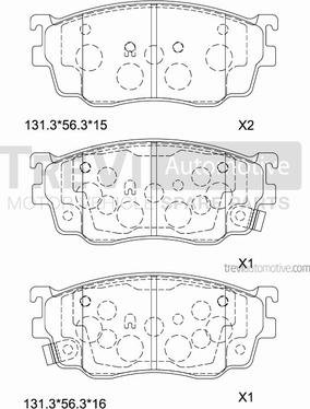 Trevi Automotive PF1165 - Тормозные колодки, дисковые, комплект unicars.by