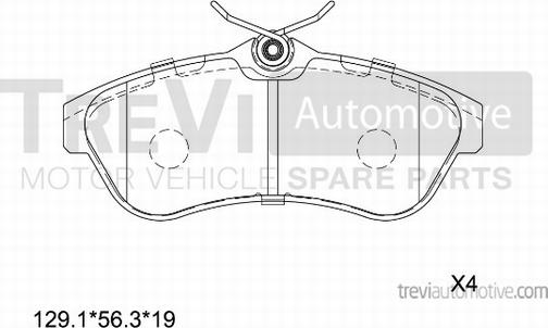 Trevi Automotive PF1160 - Тормозные колодки, дисковые, комплект unicars.by