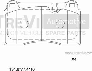 Trevi Automotive PF1342 - Тормозные колодки, дисковые, комплект unicars.by