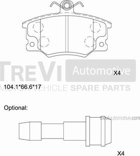 Trevi Automotive PF1355 - Тормозные колодки, дисковые, комплект unicars.by