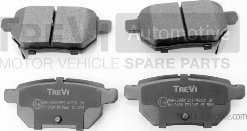 Trevi Automotive PF1365 - Тормозные колодки, дисковые, комплект unicars.by