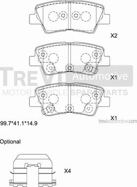 Trevi Automotive PF1306 - Тормозные колодки, дисковые, комплект unicars.by