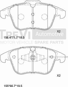 Trevi Automotive PF1332 - Тормозные колодки, дисковые, комплект unicars.by