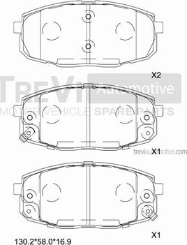 Trevi Automotive PF1291 - Тормозные колодки, дисковые, комплект unicars.by