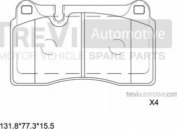 Trevi Automotive PF1293 - Тормозные колодки, дисковые, комплект unicars.by