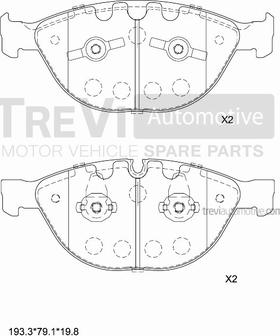 Trevi Automotive PF1297 - Тормозные колодки, дисковые, комплект unicars.by