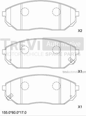 Trevi Automotive PF1245 - Тормозные колодки, дисковые, комплект unicars.by