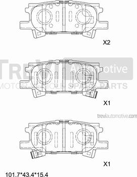 Trevi Automotive PF1243 - Тормозные колодки, дисковые, комплект unicars.by