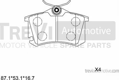 Trevi Automotive PF1204 - Тормозные колодки, дисковые, комплект unicars.by