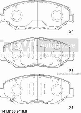 Trevi Automotive PF1214 - Тормозные колодки, дисковые, комплект unicars.by