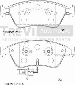 Trevi Automotive PF1277 - Тормозные колодки, дисковые, комплект unicars.by