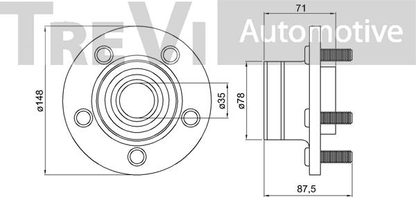 Trevi Automotive WB2222 - Комплект подшипника ступицы колеса unicars.by