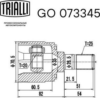 Trialli GO 073345 - Шарнирный комплект, ШРУС, приводной вал unicars.by