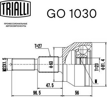 Trialli GO 1030 - Шарнирный комплект, ШРУС, приводной вал unicars.by