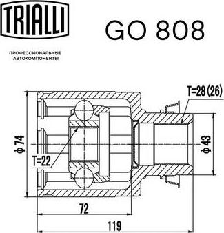 Trialli GO 808 - Шарнирный комплект, ШРУС, приводной вал unicars.by