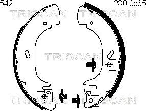 Triscan 8100 16542 - Комплект тормозных колодок, барабанные unicars.by