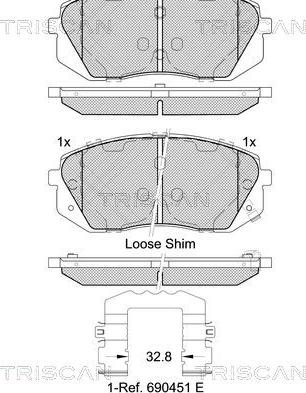 Triscan 8110 43054 - Тормозные колодки, дисковые, комплект unicars.by