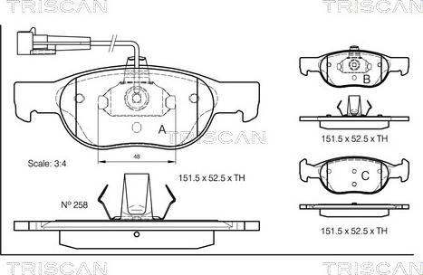 Triscan 8110 15006 - Тормозные колодки, дисковые, комплект unicars.by