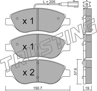 Trusting 593.0 - Тормозные колодки, дисковые, комплект unicars.by