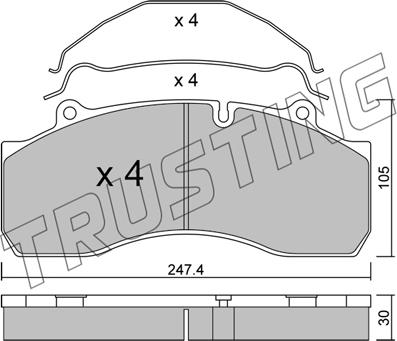 Trusting 610.0 - Тормозные колодки, дисковые, комплект unicars.by