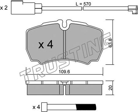 Trusting 620.2W - Тормозные колодки, дисковые, комплект unicars.by