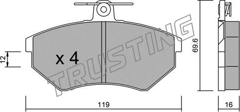 Trusting 052.0 - Тормозные колодки, дисковые, комплект unicars.by