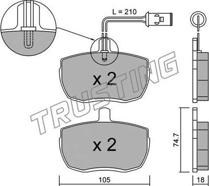 Trusting 018.2 - Тормозные колодки, дисковые, комплект unicars.by