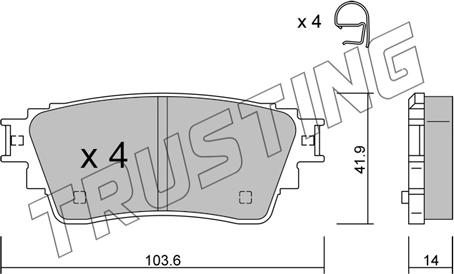 Trusting 1160.0 - Тормозные колодки, дисковые, комплект unicars.by