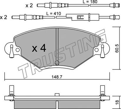 Trusting 340.0 - Тормозные колодки, дисковые, комплект unicars.by