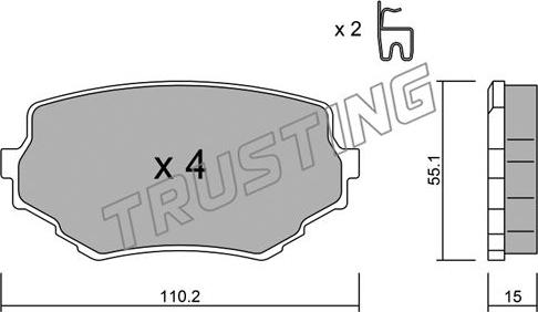 Trusting 258.0 - Тормозные колодки, дисковые, комплект unicars.by