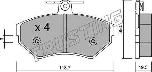 Trusting 224.0 - Тормозные колодки, дисковые, комплект unicars.by