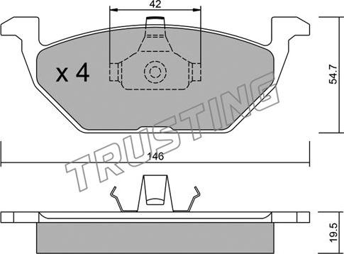 Trusting 220.0 - Тормозные колодки, дисковые, комплект unicars.by