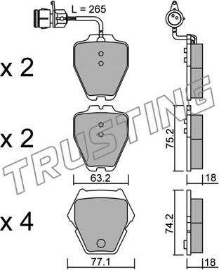 Trusting 790.0 - Тормозные колодки, дисковые, комплект unicars.by