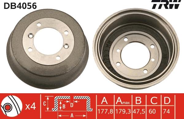 TRW DB4056 - Тормозной барабан unicars.by