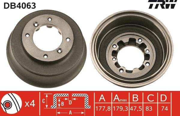 TRW DB4063 - Тормозной барабан unicars.by