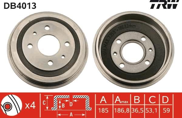 TRW DB4013 - Тормозной барабан unicars.by