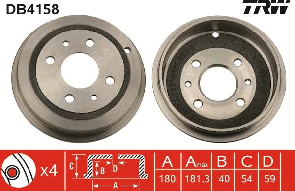 TRW DB4158 - Тормозной барабан unicars.by