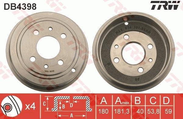 TRW DB4398 - Тормозной барабан unicars.by