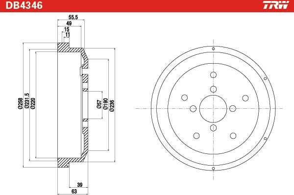 TRW DB4346 - Тормозной барабан unicars.by